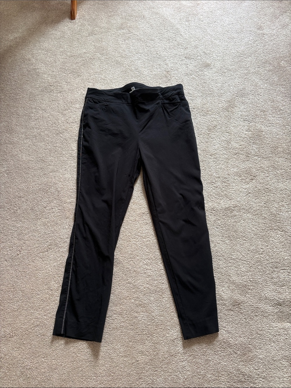 Chico's Black Women's Pants with silver piping Branded Waist Label